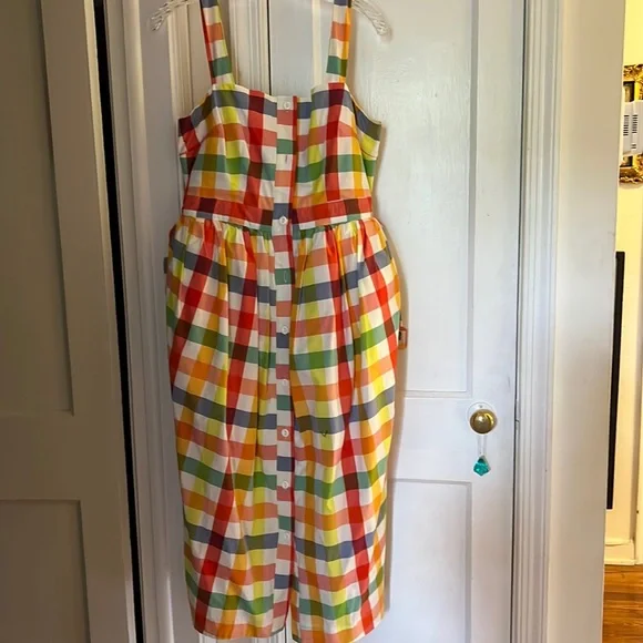 CJR for Target bright checked puff waist sundress. - Picture 1 of 3